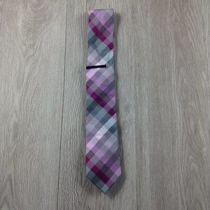 JF J. Ferrar Silver Pink w Clip Narrow Tie